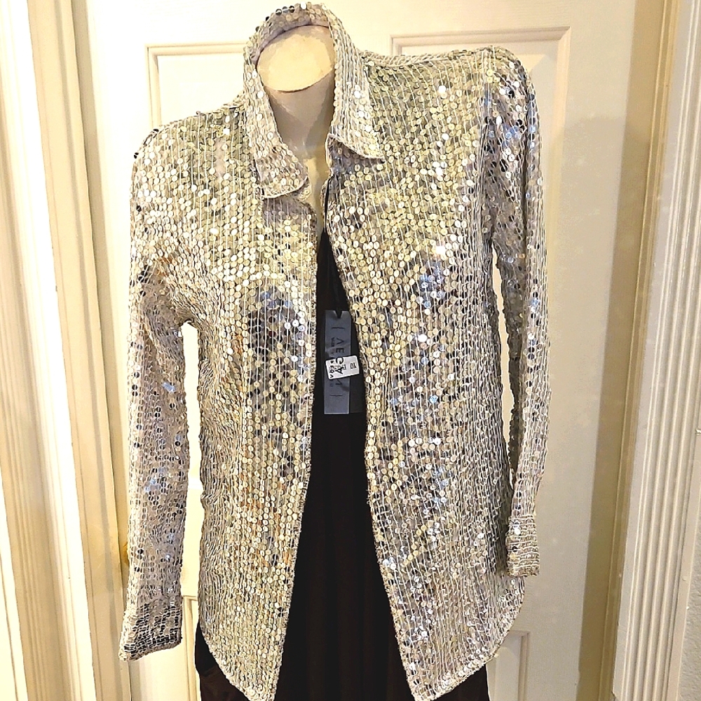Deluxity Silver Sequin Jacket - image 1